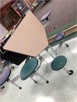 2 Octagon fold mobile cafeteria table with 8 stool