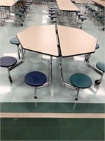 1 Octagon fold mobile cafeteria table with 8 stool