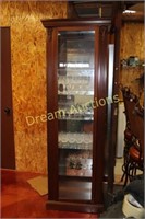 Lighted Wooden Cabinet & Contents, Opens on Side