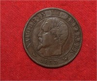 1853 France Napoleon III 5 Centimes Medallic Issue