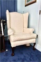 Upholstered White Wingback Chair