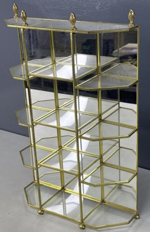 Brass and Glass Curio Display Shelf