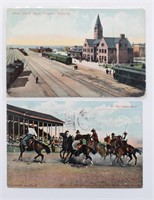 (2) Cheyenne Wyoming Postcard Rodeo & Railroad