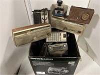 Box of old radios, misc