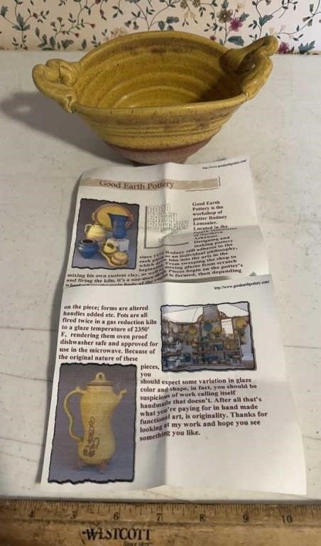 GOOD EARTH POTTERY W/INFORMATION SHEET