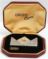 Gruen, Carré travel watch, stainless steel, w/box