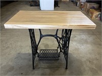 Maple Top Table w/ singer sewing machine base