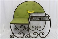 Scrolled Wrought Iron & Chartreuse Gossip Bench