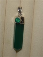 Sterling Green Onyx Point Pendant