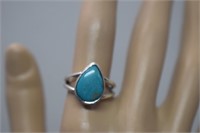 Sterling Aztec Mtn Turquoise-Nevada Ring  Sz 7-1/2