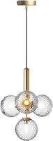 4-Light Globe Chandelier, Brass (Clear)