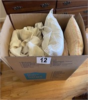 Box of full-size linens, full size bed sheets,