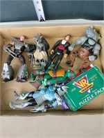 Flat Of Vintage Action Figures & Cards
