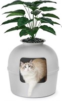 Hidden Litter Box with Faux Plant