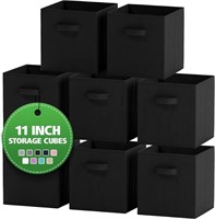 8Pk Black Fabric Storage Cubes-11In