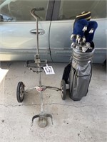 Golf Clubs (Ping Irons) with Bag and Hand Cart