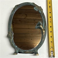 Vieux miroir-cadre en bronze de bureau