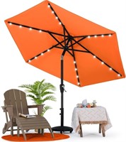 Patio Umbrella 7.5ft, Orange LED