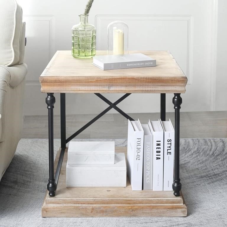 Wood End Table, 25L*23W*24H