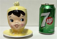 Vieux sucrier Miss Cutie-Pie en porcelaine Japan
