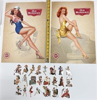 2 calendriers Old Milwaukee+ 23 collants Pin-ups