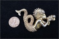 Hattie Carnegie "Mermaid Blowing Conch" Brooch