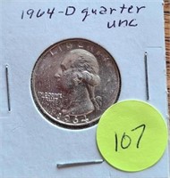 1964-D Quarter  UNC