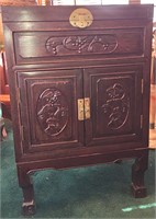 Carved Asian Mahogany Jewelry Chest