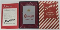 1958 Chesterfield Cigarettes Zippo Lighter in Box