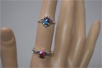 Two Sterling Turquoise Ring  Sz 5 & Sz 7