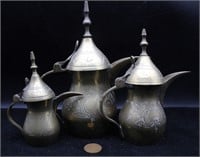 TRIO Mid-Eastern/Arabian Brass Dallah Coffee Pots