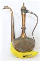 Intricately Etched Middle Eastern Copper Ewer 2