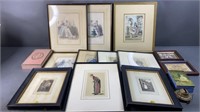 20pc+ Framed Art w/ Related Collectibles