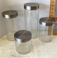 Set of 4 glass canisters
