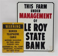 2 Vintage Signs from LeRoy and Rantoul IL