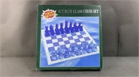 Icy Blue Glass Chess Set Complete in Box