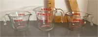 3 glass Pyrex measuring cups