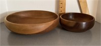 2 turned myrtle wood bowls