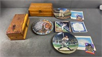 6pc Baseball Related Porcelain Plates w/ COA+