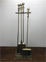 Vintage Brass Fire Place Tools & Stand