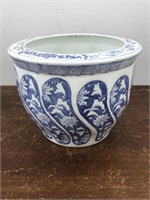 Vintage Large Ceramic Blue & White Planter