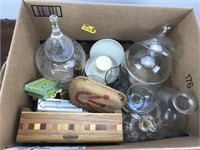 Box Lot of Glass & kitchen items