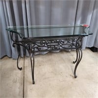 T6 hall / Sofa Table 21x32x53" wrought iron glass