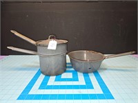 Vintage metal sauce pan and double boiler