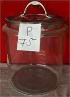 K - VINTAGE GLASS COOKIE JAR (P75)