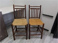 Set of 2 Rustic Wood Chairs
