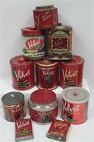 Velvet Tobacco Tins & Glass Jar - Various Sizes