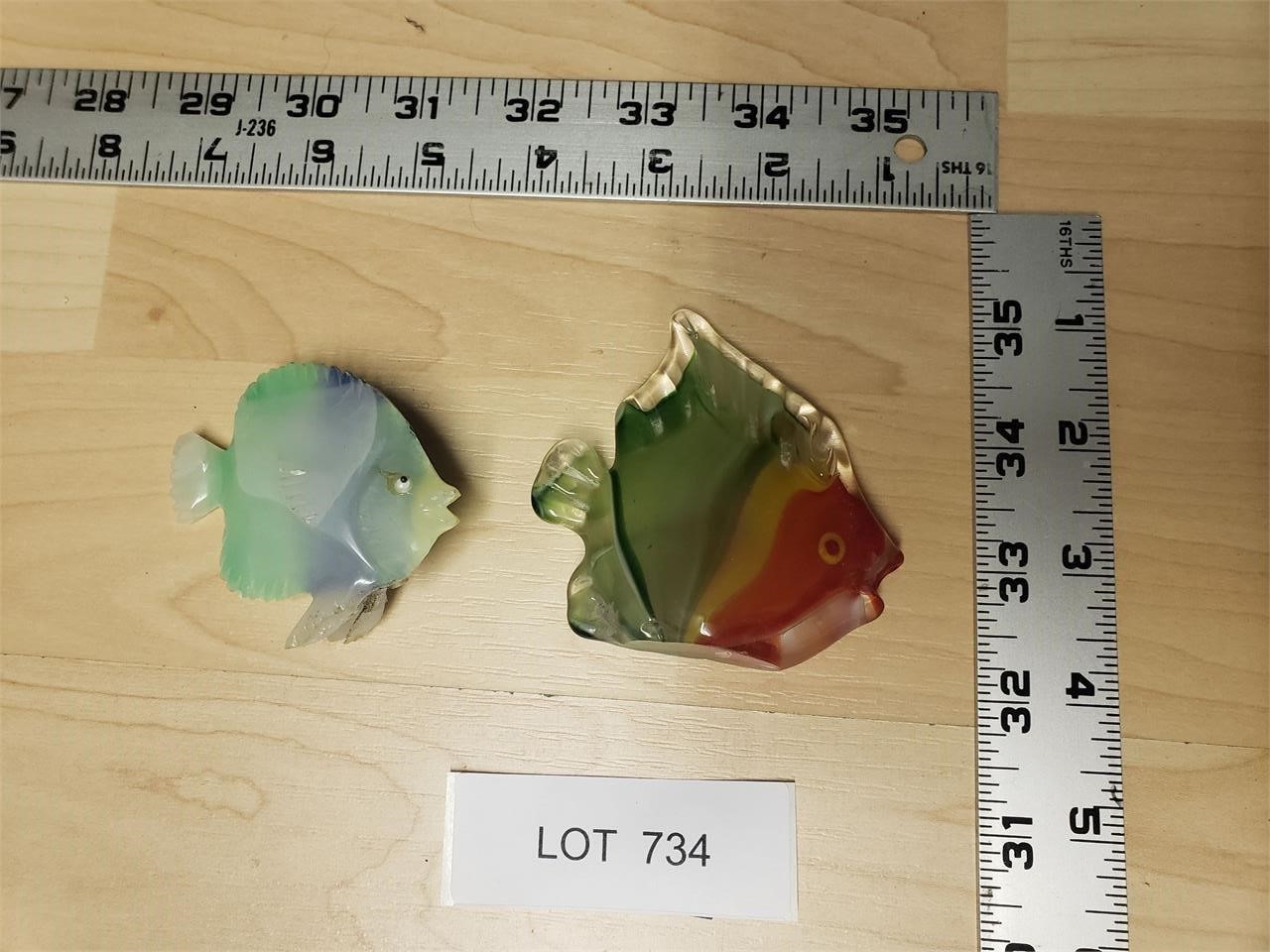 Lot of 2 Mini Colorful Glass Fish