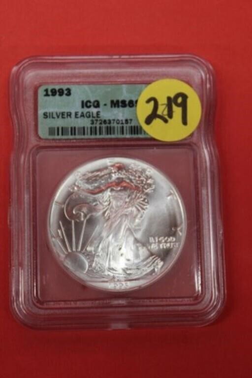1993 Silver Eagle 1 oz silver ICG graded MS69