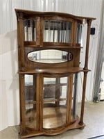 Vintage China Cabinet w/ Leaded Glass Inserts